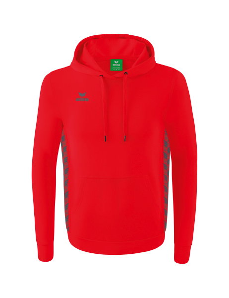 Erima Kapuzenpullover Essential Team Kapuzensweat (weiche Baumwolle, Rippbündchen) rot/grau Herren